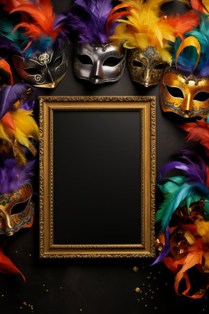 Colorful carnival poster mockup with copy space for text placement and festive atmosphereの素材