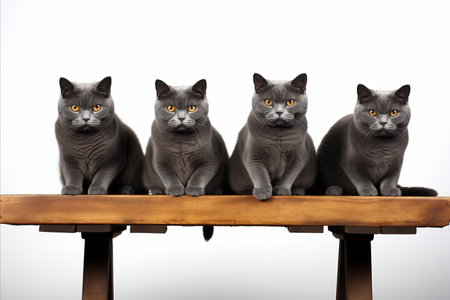 Diverse cat breeds, big and small, isolated on white background with text space, high quality shotの素材