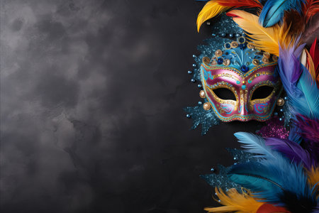 Vibrant brazilian carnival background with main carnival elements and space for text placementの素材