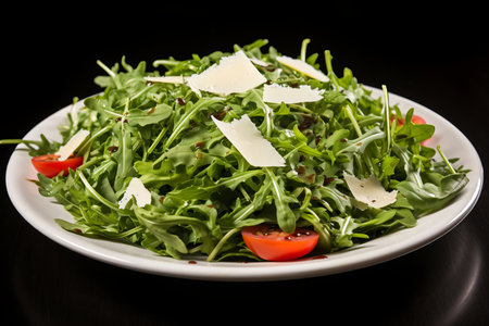 Colorful assortment of fresh vegetables in a white plate, perfect for a healthy and appetizing saladの素材