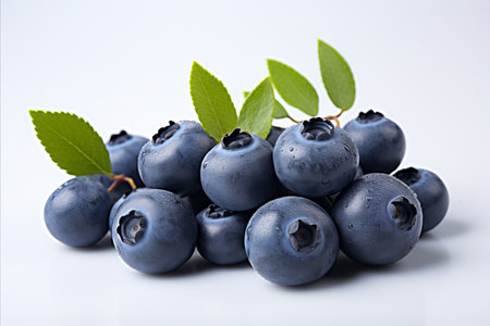 Fresh and juicy ripe huckleberries with vibrant colors, isolated on a clean white backgroundの素材