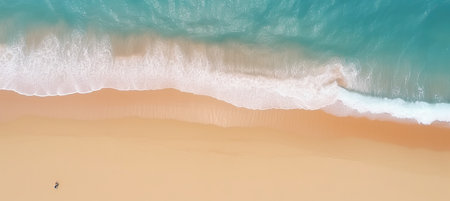 Tranquil aerial beach scene with a bright coastline and mesmerizing blue ocean lagoonの素材