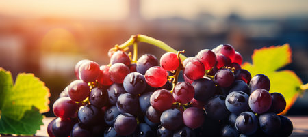 Idyllic golden sunset over picturesque vineyard for wine promotions and event showcasingの素材