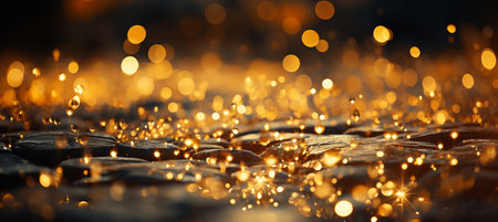Captivating yellow glow particles abstract bokeh background with mesmerizing eleganceの素材
