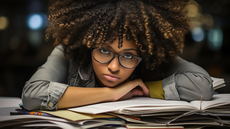 Stressed woman calculating expenses, facing financial struggles and bankruptcy concept.の素材