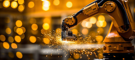 Precise robotic arm performing delicate task with bokeh background, showcasing accuracyの素材