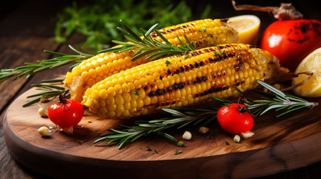 Tempting grilled corn on the cob   delicious and mouthwatering corn expertly preparedの素材