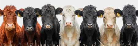 Vibrant cow collage with elegant white lines and artistic bright light white segmentsの素材