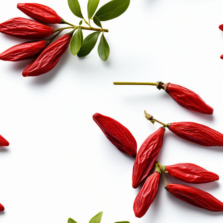 Fresh and juicy ripe goji berry, a high quality image isolated on a clean white backgroundの素材