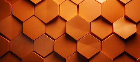 Eye catching orange geometric abstract background with captivating hexagonal elementsの素材