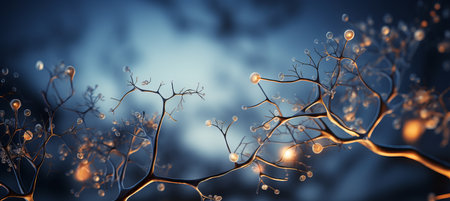 Vibrant and dynamic abstract background with a captivating display of interconnected neuron cellsの素材