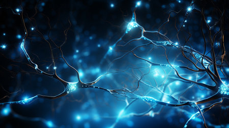 Mesmerizing abstract background with intricate interconnected neuron cells in vibrant colorsの素材
