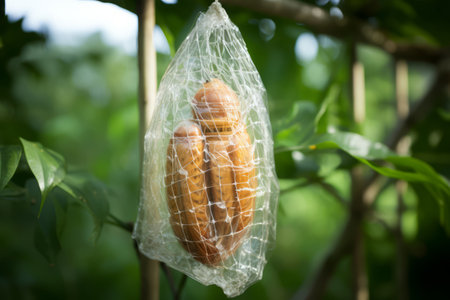 Gorgeous close up image showcasing the intricate details and natural elegance of a butterfly cocoonの素材