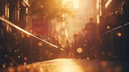 Movie premiere  celebrities posing on red carpet surrounded by blurred bokeh effect and fansの素材