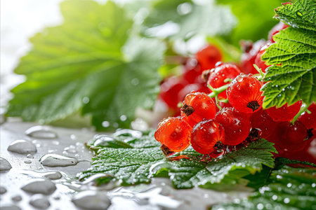 Juicy and vibrant red currant berries   high quality isolated on white background for advertisingの素材