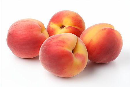 Ripe peach fruit isolated on white background, high quality for advertising and promotionsの素材