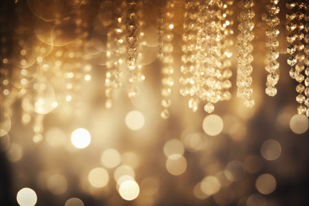 Elegant bokeh of a grand broadway stage with chandeliers, creating a sense of excitementの素材