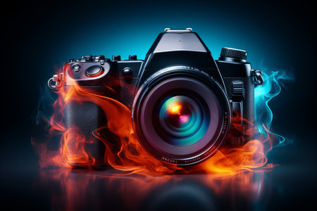 Blurred bokeh effect with innovative gadgets and futuristic tech concepts in vibrant colorsの素材