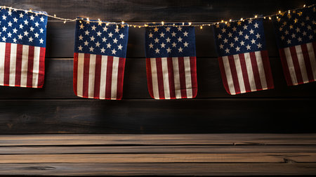 Vibrant and illuminated usa independence day celebration banner with patriotic elementsの素材