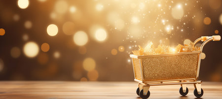 Blurred bokeh backdrop with retail and e commerce themes, market scenes, and online shopping.の素材