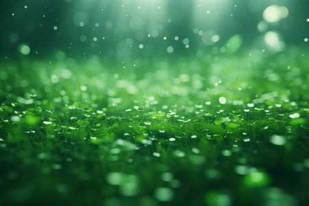 Minimalistic vibrant spring blurred background in green tones for product placement and advertisingの素材