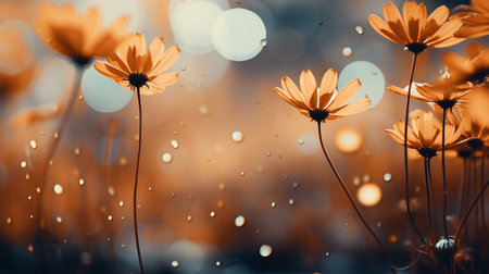 Contrasting sunflower colors in a gentle bokeh background, creating a narrative effectの素材