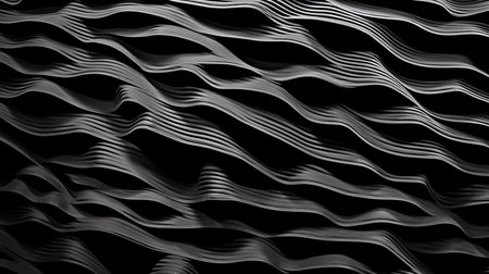 Abstract black wave pattern texture background with flowing curves for creative designs and projectsの素材