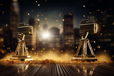 Luminous entertainment themed background with blurred bokeh effect and dynamic light sourcesの素材