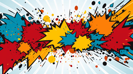 Vibrant pop art abstract background with comic art illustration and copy space for textの素材