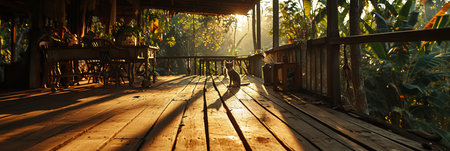 Curious dog on windowsill, patiently waiting for owner, indoor pet with bright sunlightの素材