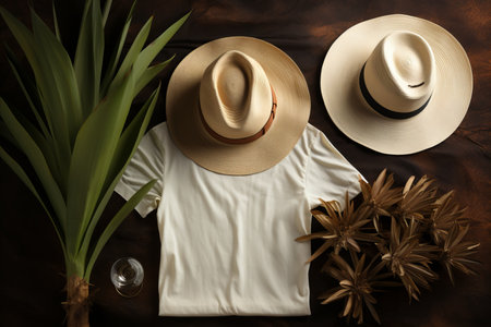 Fashionable collection of men s clothing and accessories on white wooden background flat layの素材