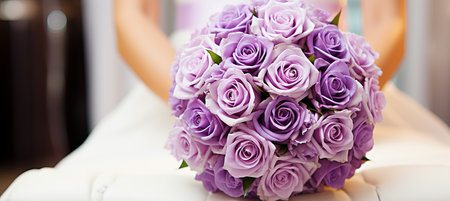 Exquisite bridal bouquet with an elegant assortment of stunning flowers gracefully held in handsの素材