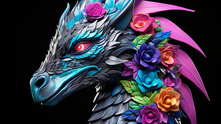 Misty valley sanctuary with dragons and mythical creatures amidst ruins, radiant rainbow energyの素材