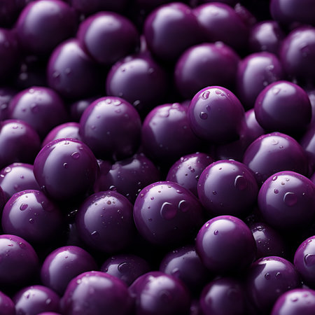 Close up of ripe acai berry fruit isolated on a dark purple background, high quality imageの素材