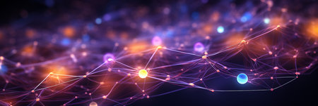 Dynamic particles in abstract space with big data visualization and interconnected networksの素材