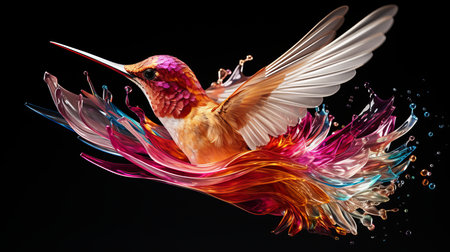 Close up of a mesmerizing hummingbird s agile tongue in intricate motion and fluid graceの素材