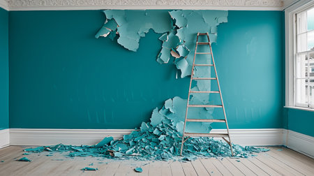 Demolishing a wall to create an open floor plan during home renovation projectの素材