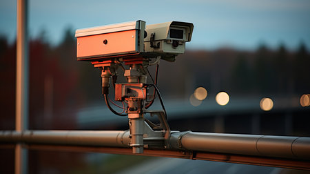 Highway traffic camera capturing speeding vehicle for speed control and monitoringの素材