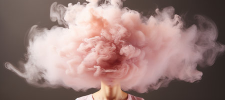 Head in the mist  exploring depression, addiction, and mental health in a young womanの素材