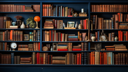The vibrant state of intellectual knowledge  full frame bookshelves with booksの素材
