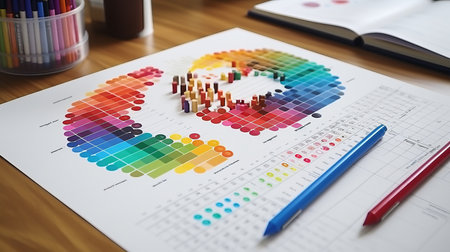 Colorful business and office statistics with sales, profit, data analysis on white backgroundの素材