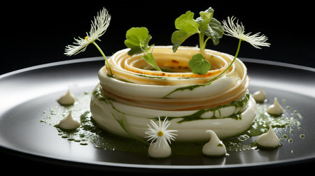 Michelin star chefs  refined cuisine  a gourmet journey through fine dining and artful presentationの素材