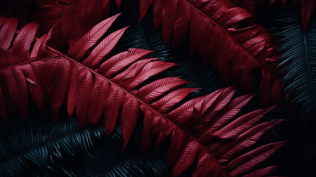 Dark red tropical leaf textures for nature background with copy spaceの素材