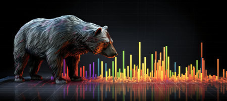 Abstract financial background with candle stock graph chartbear concept for traders.の素材