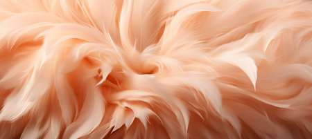 Close up of trendy peach feather texture   abstract macro fluffy apricot feather backgroundの素材