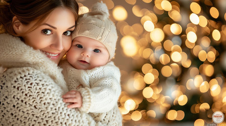 Genuine happiness captured in a beautiful portrait of a loving mother and her adorable babyの素材