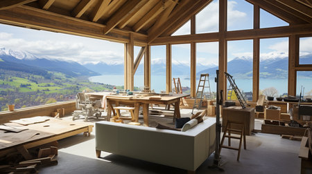 Constructing a timber frame house with traditional building techniques and methodsの素材