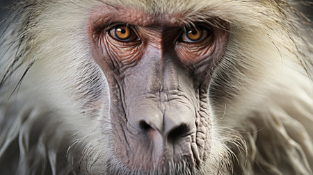 Majestic close up wildlife photography of a powerful baboon in its natural habitatの素材