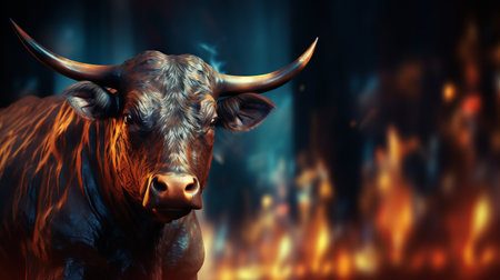 Abstract financial and business background with stock graph chart and bull concept for tradersの素材