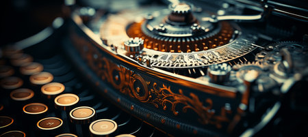 Vintage typewriter  detailed macro shot of aged keys and intricate details in studio lightingの素材